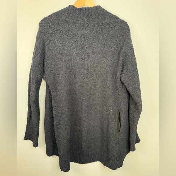 Ugg Fremont Fluffy Knit Open-Front Ribbed Trim Cardigan Black Small - Picture 4 of 9